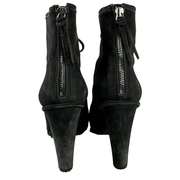 Miu Miu Booties Lace Up Suede Leather Ankle Boots Block High Heel Round Toe 39 - Picture 4 of 16
